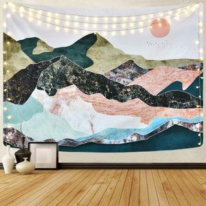 Colorful Mountain Tapestry Nature Landscape 51X59"